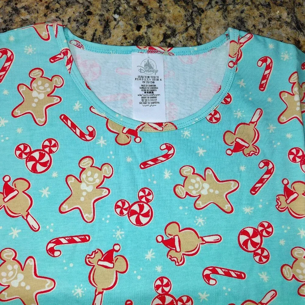 Disney Mickey Holiday Treats Christmas Pajama Set Womens NWT - Picture 3 of 7